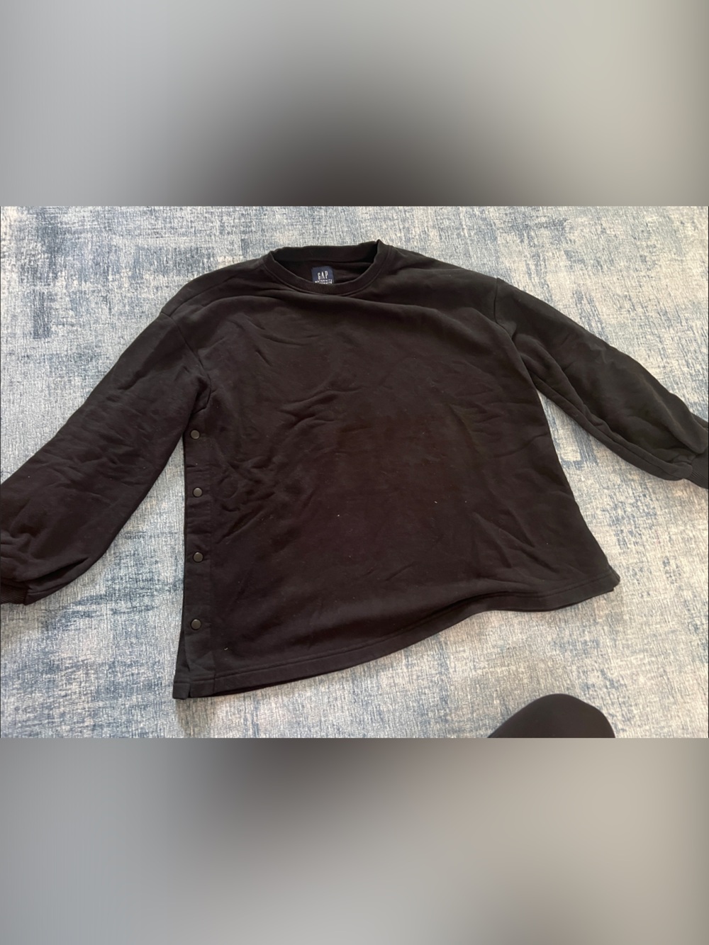 Maternity’s Women Black Crewneck Button-Side Sweater